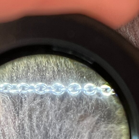 3D Graphic Blue Red & Green Dichroic Glass Pendant • Sterling Italian Chain - Picture 8 of 12